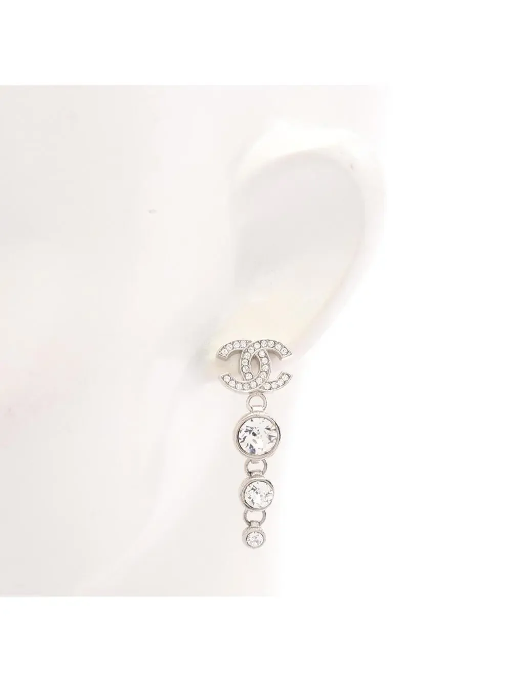 Chanel Cc Logo Earrings Silver-Tone #357760C12B
